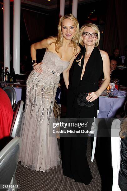 Ina Zobova and Evelina Khromtchenko attend the Sidaction Dinner at Pavillon d'Armenonville on January 28, 2010 in Paris, France.