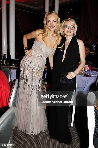 Ina Zobova and Evelina Khromtchenko attend the Sidaction Dinner at Pavillon d'Armenonville on January 28, 2010 in Paris, France.