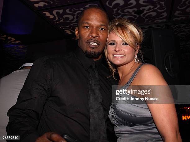 Jamie Foxx and Miranda Lambert attend Jamie Foxx's Post Grammy Party at The Conga Room at L.A. Live on January 31, 2010 in Los Angeles, California.