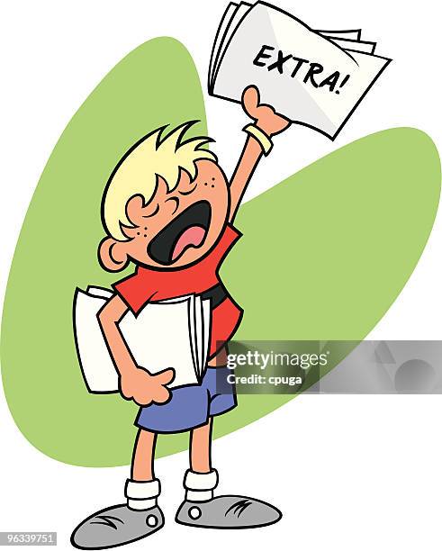 paperboy - boy yelling stock illustrations