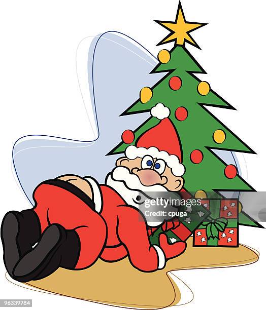 santa claus caught in the act - bottom stock illustrations