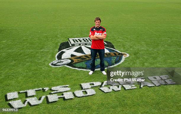 Crusaders captain Richie McCaw poses on the field during the 2010 Super 14 Season Launch held at the Trusts Stadium on February 2, 2010 in Auckland,...