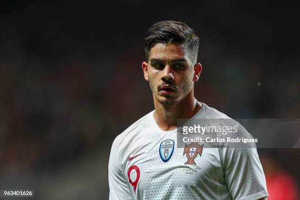 Portugal and AC Milan forward Andre Silva during the Portugal vs Tunisia International Friendly match on May 28, 2018 in Braga, Portugal.