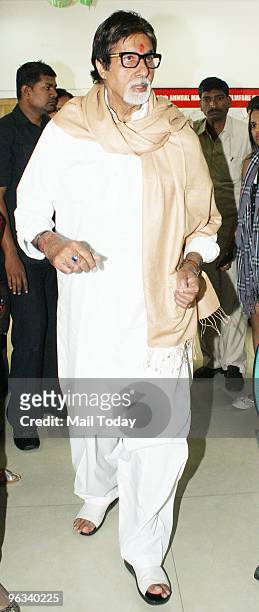 Amitabh Bachchan at a promotional event for the film Teen Patti in Mumbai on Saturday, January 30, 2010.