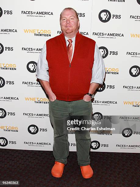 Chef/media personality, Mario Batali attends the "Faces of America" premiere at Allen Room at Lincoln Center on February 1, 2010 in New York City.