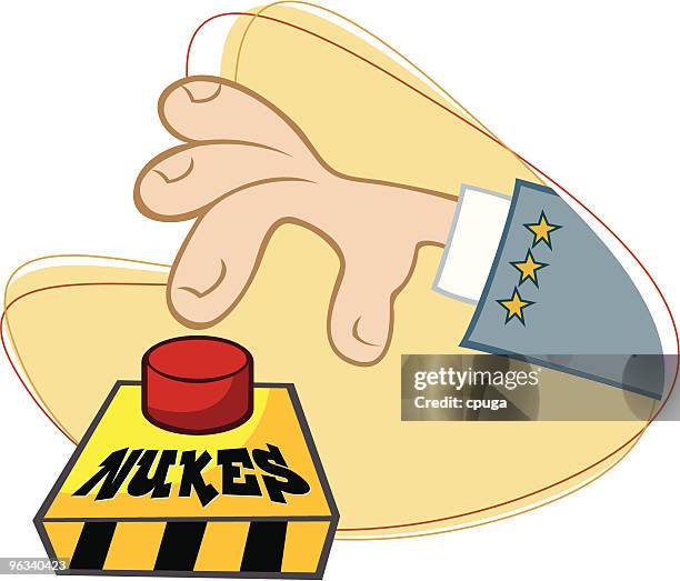 don't push that button! - nuke button stock illustrations