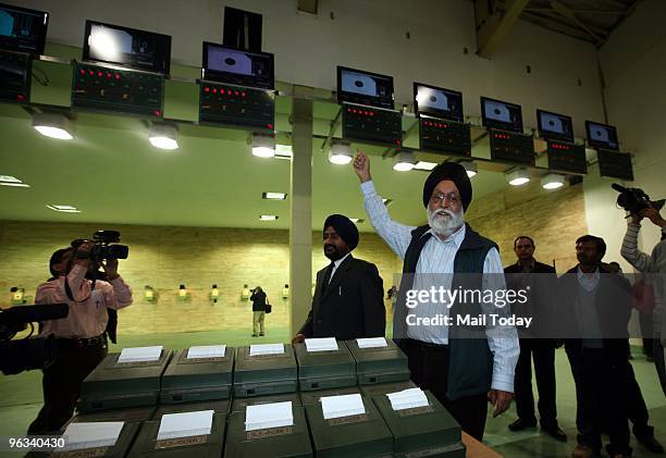 Sports Minister M.S. Gill visits the Dr. Karni Singh Shooting Range after its opening in New Delhi on January 31, 2010.