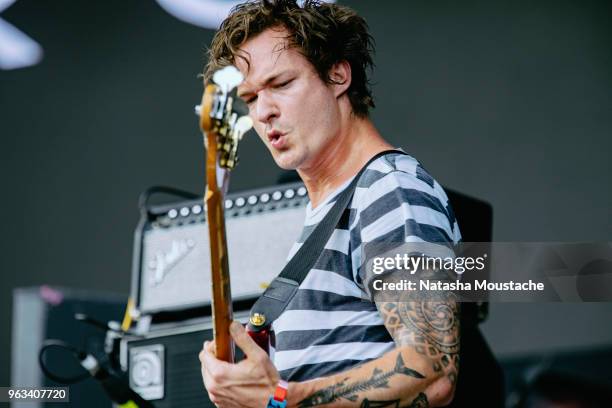 Bassist Andy Prince of Manchester Orchestra performs onstage at Harvard Athletic Complex on May 26, 2018 in Boston, Massachusetts.