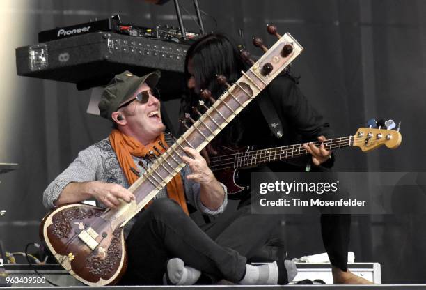 Rob Myers and Ashish Vyas of Thievery Corporation perform during the 2018 BottleRock Napa Valley Music Festival at Napa Valley Expo on May 27, 2018...