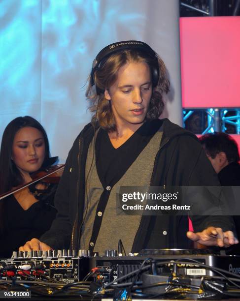 The son of French President Nicolas Sarkozy, Pierre Sarkozy, stands at the turntables during a five-minute stint as DJ during the Lambertz Monday...