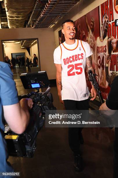 Gerald Green of the Houston Rockets arrives before the game against the Golden State Warriors during Game Seven of the Western Conference Finals of...