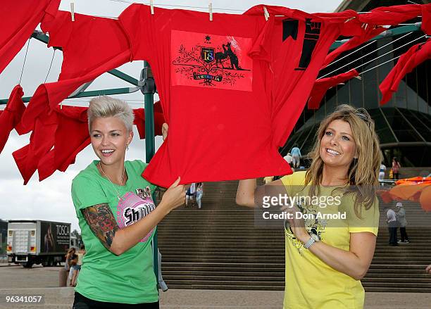 Ruby Rose and Natalie Bassingthwaighte pose and show their support for the Wear It With Pride campaign aiming to educate Australians about 85 law...