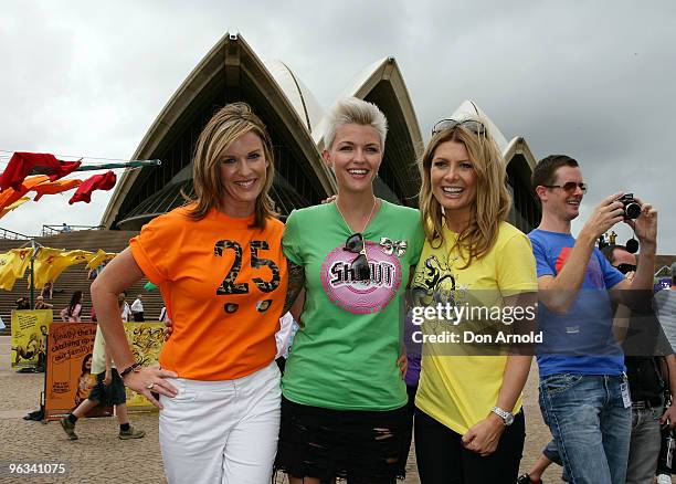 Kylie Gillies, Ruby Rose and Natalie Bassingthwaighte pose and show their support for the Wear It With Pride campaign aiming to educate Australians...