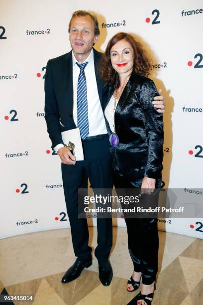 Nicolas Altmayer and Camille Chamoux attend "Ceremonie des Molieres 2018" at Salle Pleyel on May 28, 2018 in Paris, France.
