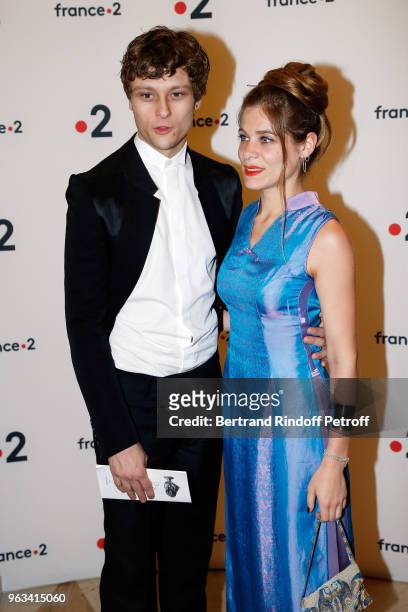 Actor Rod Paradot and guest attend "Ceremonie des Molieres 2018" at Salle Pleyel on May 28, 2018 in Paris, France.