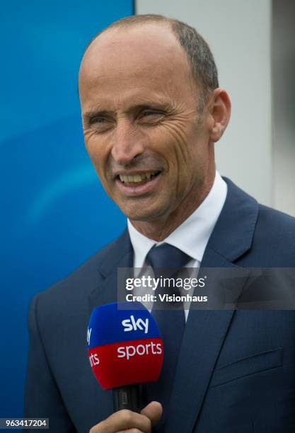 Nasser Hussain of Sky Sports Cricket during Day One of the 1st NatWest Test Match between England and Pakistan at Lord's Cricket Ground on May 24,...