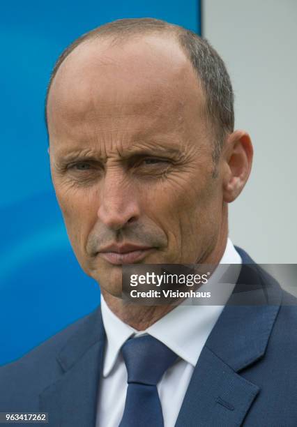 Nasser Hussain of Sky Sports Cricket during Day One of the 1st NatWest Test Match between England and Pakistan at Lord's Cricket Ground on May 24,...