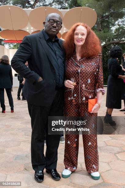 Edward Enninful and Grace Coddington attends Louis Vuitton 2019 Cruise Collection at Fondation Maeght on May 28, 2018 in Saint-Paul-De-Vence, France.