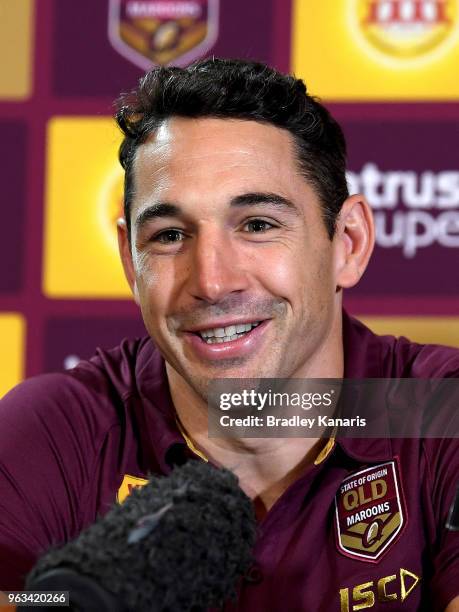 Billy Slater announces that he will retire from representative Rugby League at the end of this Origin series during a Queensland Maroons State of...