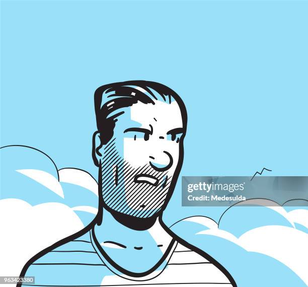 man sketch angry doodle - southern european descent stock illustrations