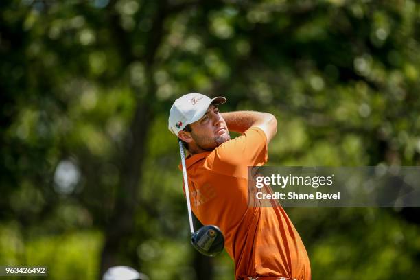 Scottie Scheffler of Texas tees off during the Division I Men's Golf Individual Stroke Play Championship held at the Karsten Creek Golf Club on May...