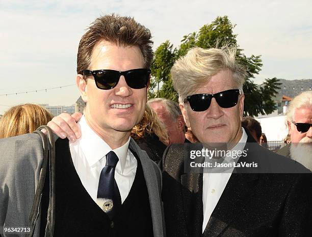 Chris Isaak and David Lynch attend Roy Orbison's induction into the Hollywood Walk Of Fame on January 29, 2010 in Hollywood, California.