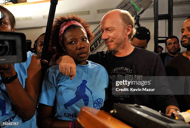 Director Paul Haggis and Cine Institute student at the "We Are The World 25 Years for Haiti" recording session held at Jim Henson Studios on February...