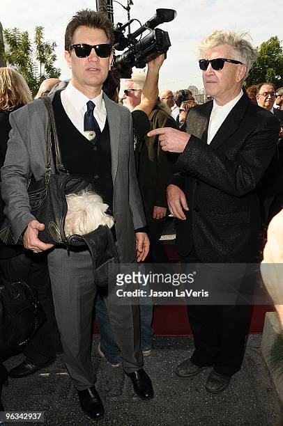 Chris Isaak and David Lynch attend Roy Orbison's induction into the Hollywood Walk Of Fame on January 29, 2010 in Hollywood, California.