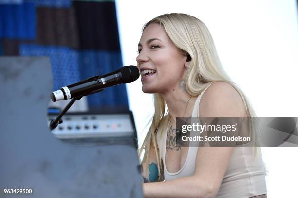 Singer Skylar Grey performs onstage during the We Rise Memorial Day BBQ and Celebration Concert on May 28, 2018 in Los Angeles, California.