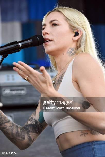 Singer Skylar Grey performs onstage during the We Rise Memorial Day BBQ and Celebration Concert on May 28, 2018 in Los Angeles, California.