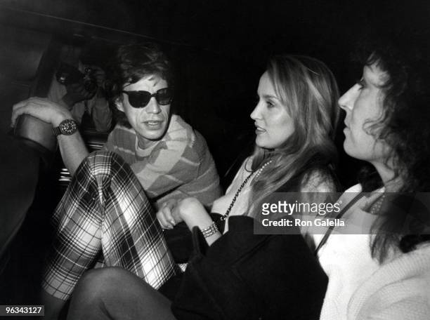 Mick Jagger, Jerry Hall and Anjelica Huston