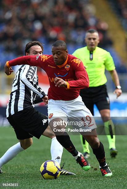 Julio Baptista of AS Roma in action during the Serie A match between Roma and Siena at Stadio Olimpico on January 31, 2010 in Rome, Italy.