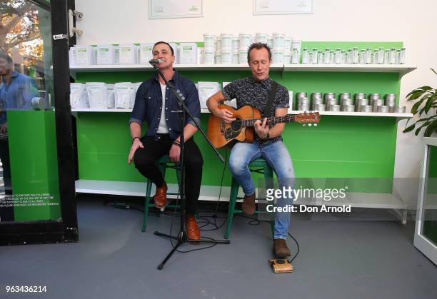 Shannon Noll performs at the launch of Menulog's 25/7 pop up store on May 29, 2018 in Sydney, Australia.