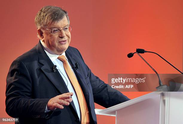 France Telecom CEO Didier Lombard speaks during a press conference to announce the annual results of the group on March 4, 2009 in Paris. France...