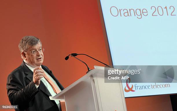 France Telecom CEO Didier Lombard speaks during a press conference to announce the annual results of the group on March 4, 2009 in Paris. France...