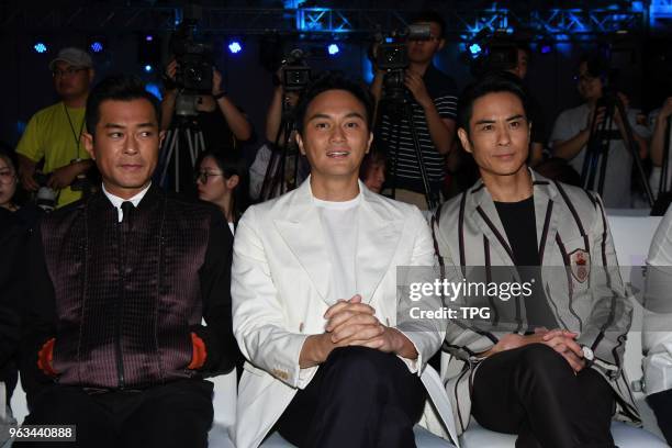 Louis Koo,Julian Cheung,Kevin Cheng etc. Attended the production conference of Z storm III on 28th May, 2018 in Shanghai, China.