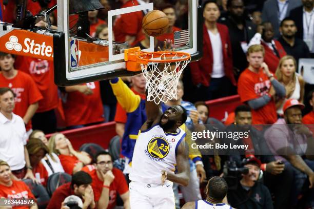 Draymond Green of the Golden State Warriors shoots in the fourth quarter against the Houston Rockets of Game Seven of the Western Conference Finals...