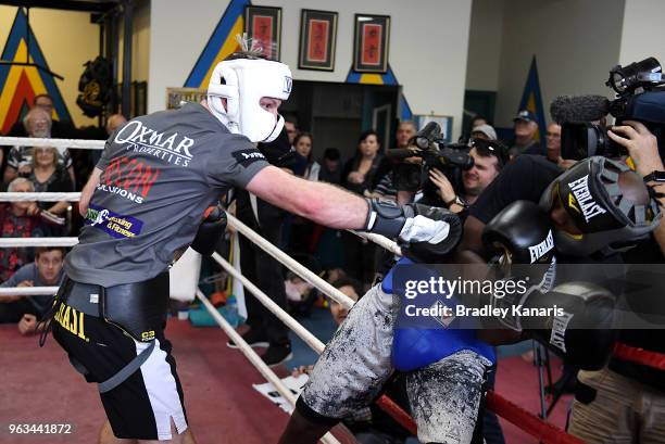 Jeff Horn competes against Ray Robinson during a sparring session on May 29, 2018 in Brisbane, Australia.