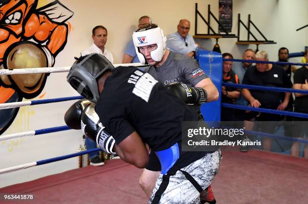 Jeff Horn competes against Ray Robinson during a sparring session on May 29, 2018 in Brisbane, Australia.