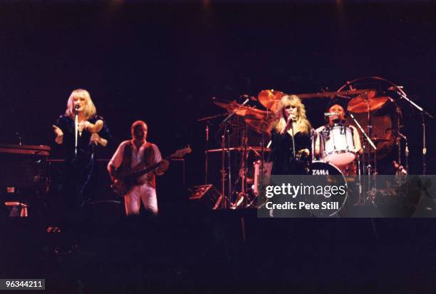 Christine McVie, John McVie, Stevie Nicks and Mick Fleetwood of Fleetwood Mac perform on stage at Wembley Arena on May 18th, 1988 in London, United...