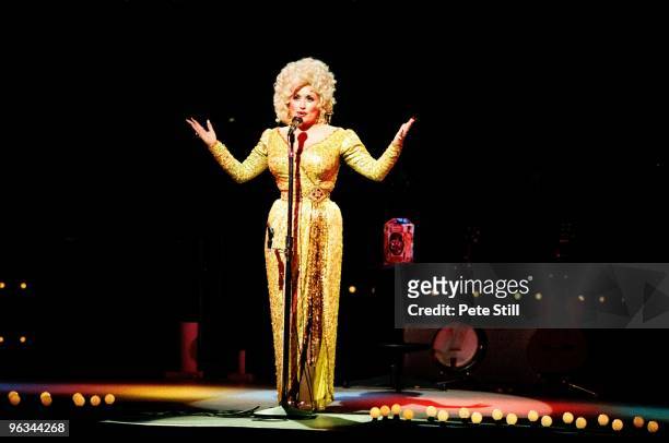 Dolly Parton performs on stage at The Dominion Theatre on March 29th, 1983 in London, United Kingdom.