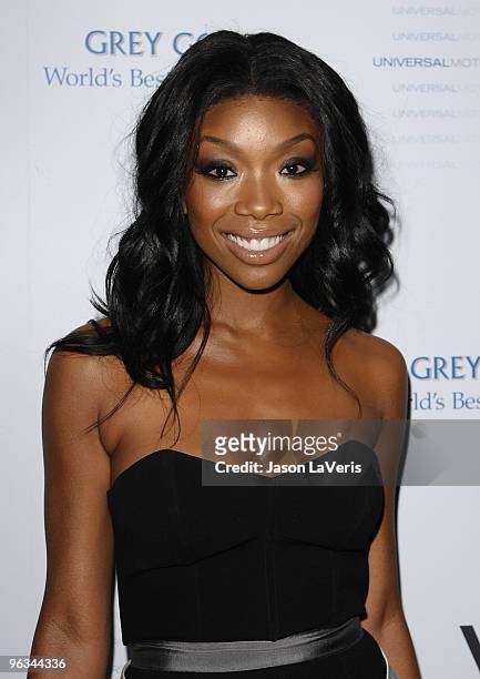 Singer Brandy Norwood attends Universal Motown Republic Group's Grammy nominee cocktail party at W Hotel on January 31, 2010 in Los Angeles,...