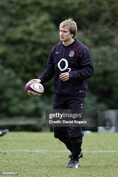 Mathew Tait of England takes part in a training session held at Pennyhill Park Hotel on February 2, 2010 in Bagshot, England.