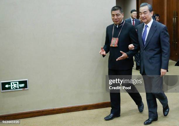 China's Foreign Minister Wang Yi meets Bolivia's Foreign Minister Fernando Huanacuni Mamani at the foreign ministry on May 29, 2018 in Beijing, China.