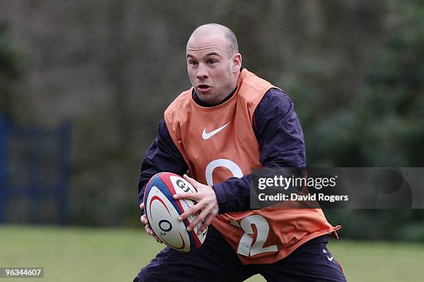 Paul Hodgson of England takes part in a training session held at Pennyhill Park Hotel on February 2, 2010 in Bagshot, England.