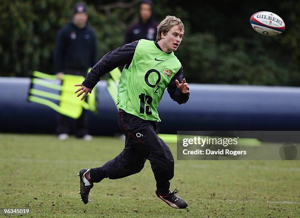 Mathew Tait of England takes part in a training session held at Pennyhill Park Hotel on February 2, 2010 in Bagshot, England.