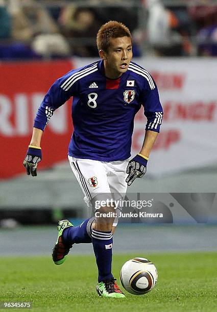 Junichi Inamoto of Japan in action during Kirin Challenge Cup Soccer match between Japan and Venezuela at Kyushu Sekiyu Dome on February 2, 2010 in...