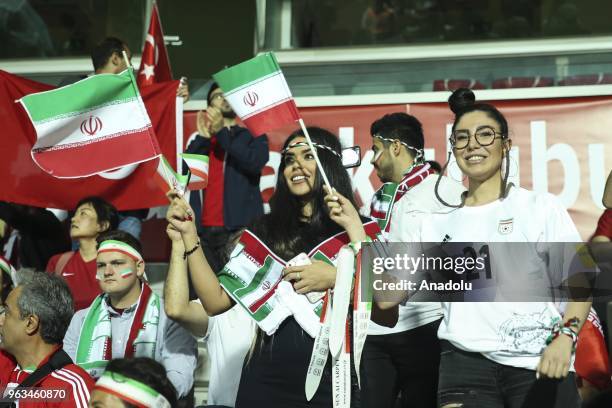 Fans of Iran are seen during the international friendly soccer match between Turkey and Iran at the Basaksehir Fatih Terim Stadium in Istanbul,...