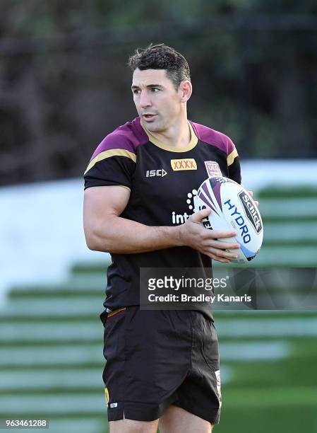 Billy Slater during a Queensland Maroons State of Origin training session on May 29, 2018 in Brisbane, Australia.