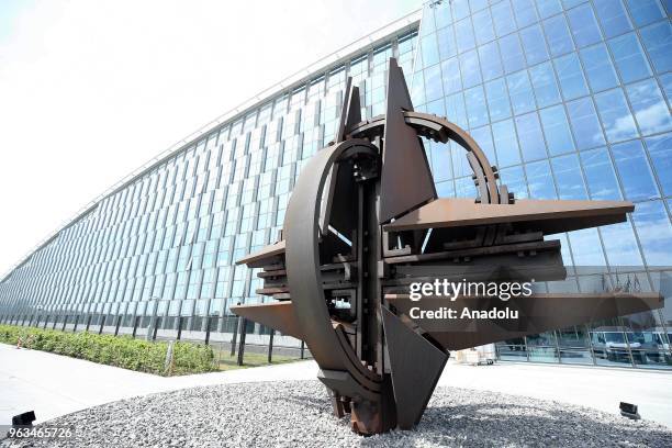 An outside view of the NATO building is seen at the NATO's new headquarters in Brussels, Belgium on May 29, 2018. The building has big windows to...